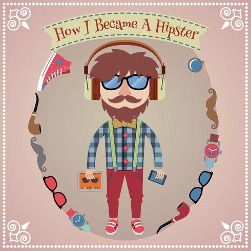 Hipster boy poster vector