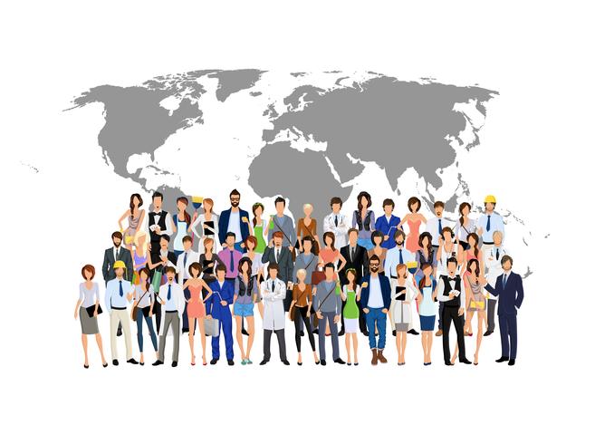 Group people world map vector