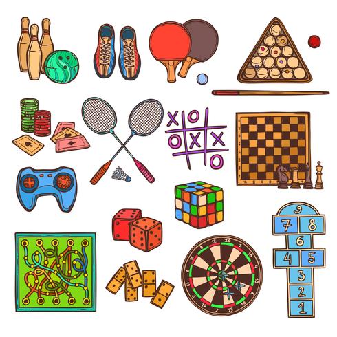 Iconos de bocetos de juegos vector