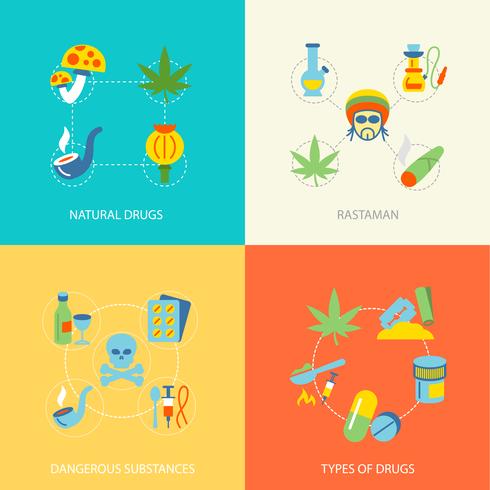 Drugs flat set vector