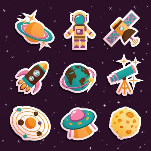 Space stickers set vector