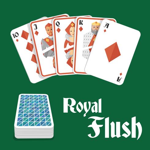 Poker hand royal flush vector