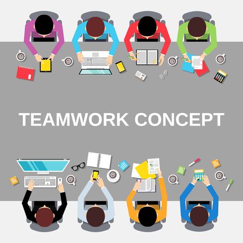 Teamwork people top view vector