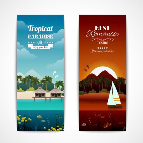 Tropical island vertical banners vector