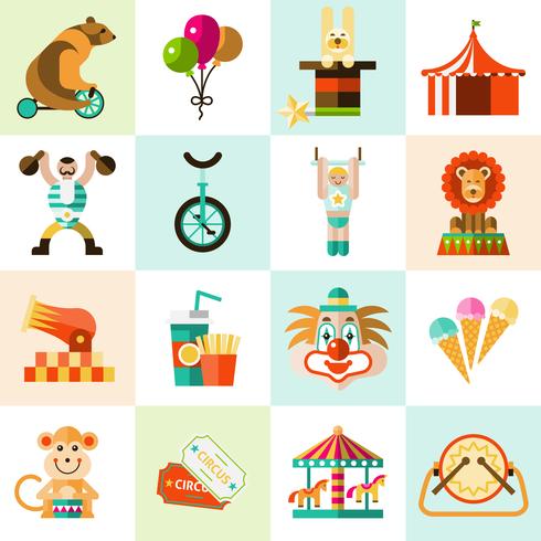 Circus icons set vector