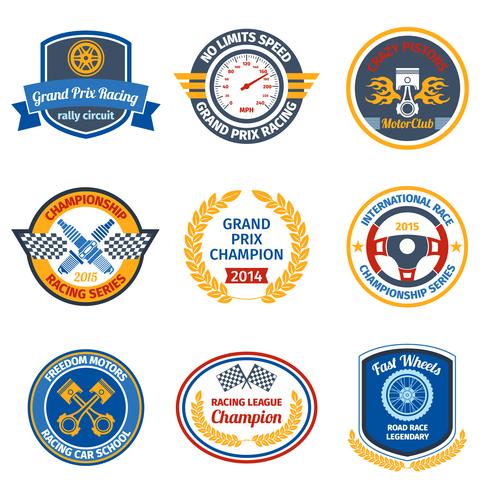 Racing emblems colored vector