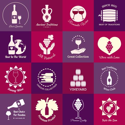 Conjunto de emblemas de vino. vector