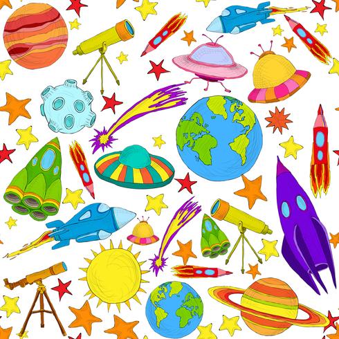 Space colored seamless pattern vector