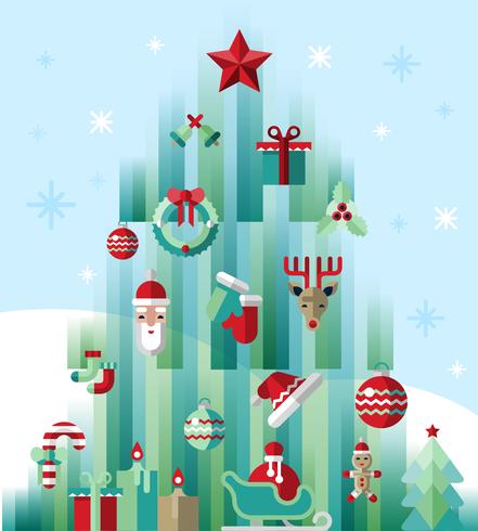 Christmas icons tree vector