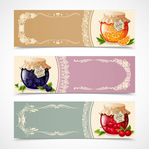 Conjunto de banners de mermelada vector