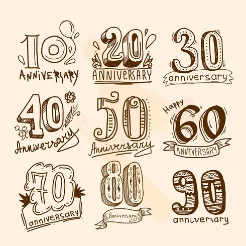 Anniversary signs set vector