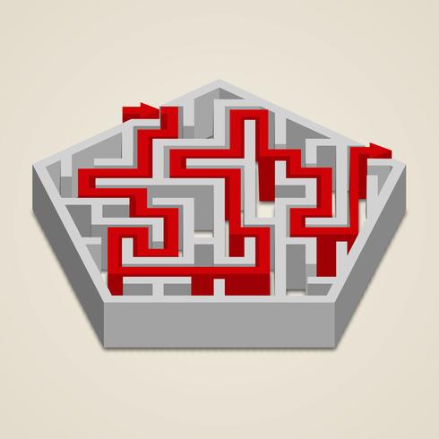 Maze 3d labyrinth with solution vector