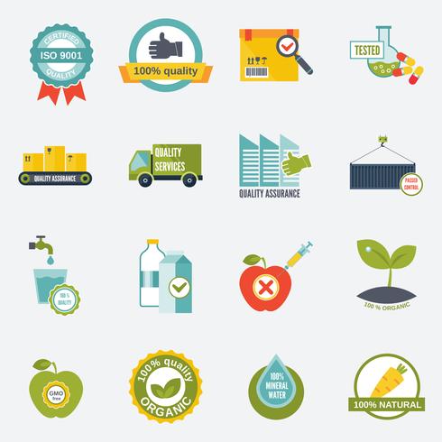 Quality control icons flat vector