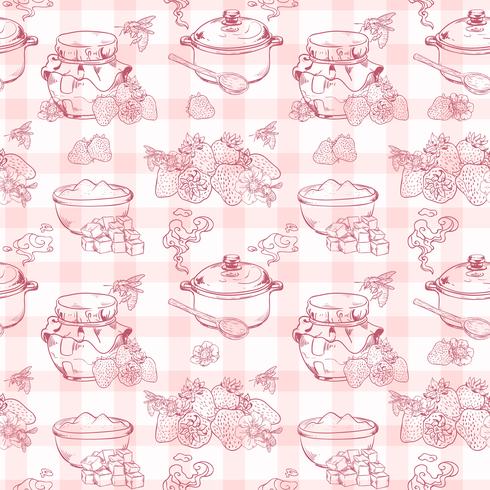 Strawberry jam seamless pattern vector