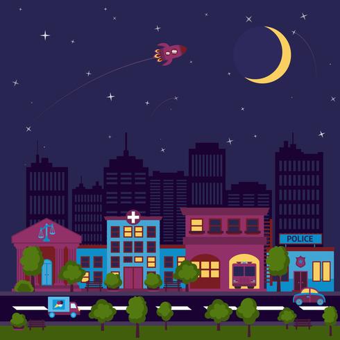 City scape night background vector