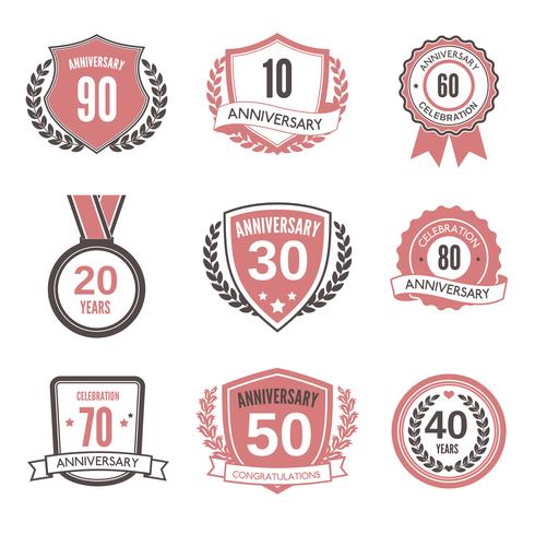 Anniversary label set vector
