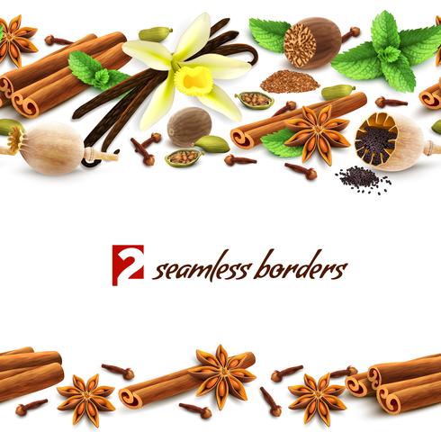 Spices seamless borders vector