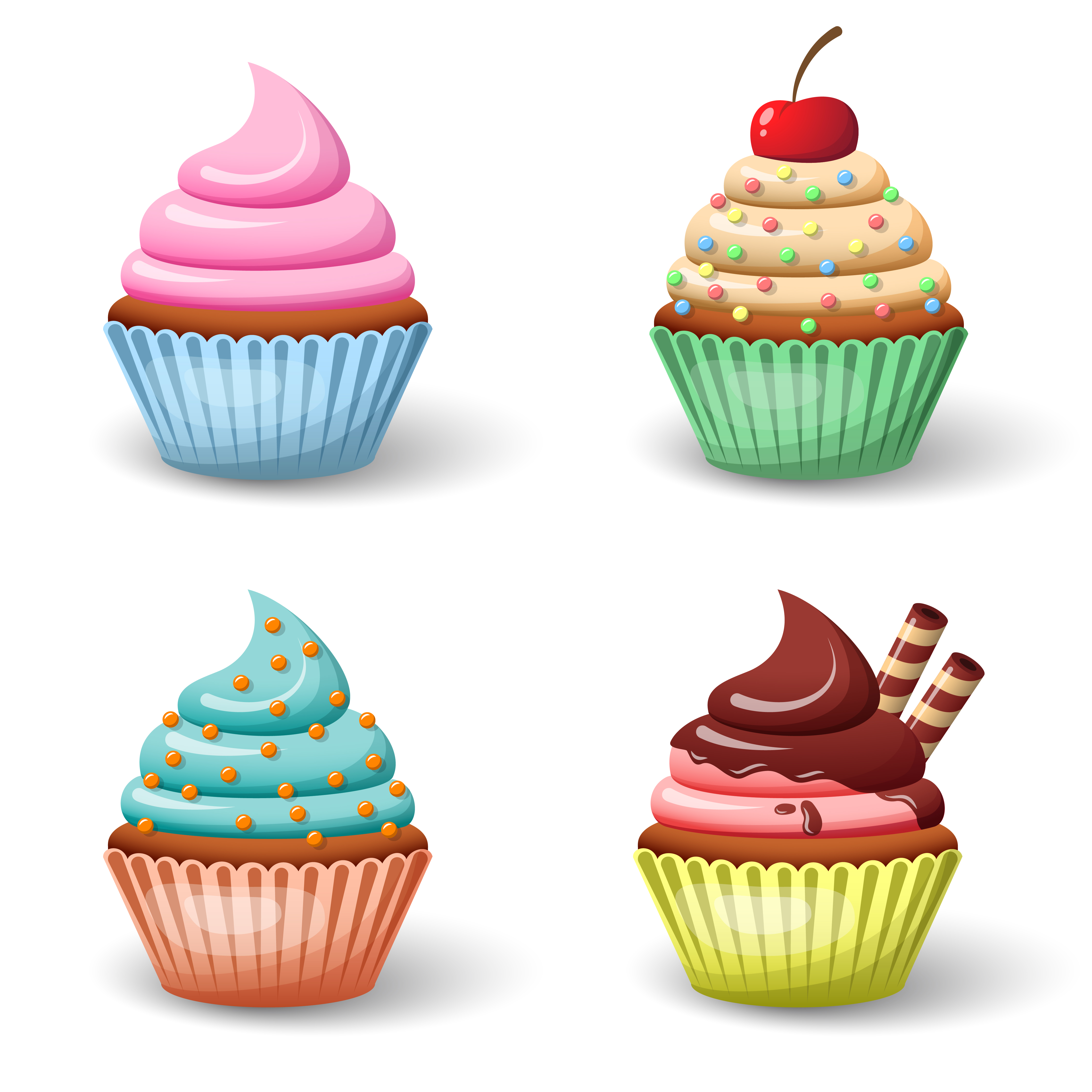 Sweet cupcake set - Download Free Vectors, Clipart ...