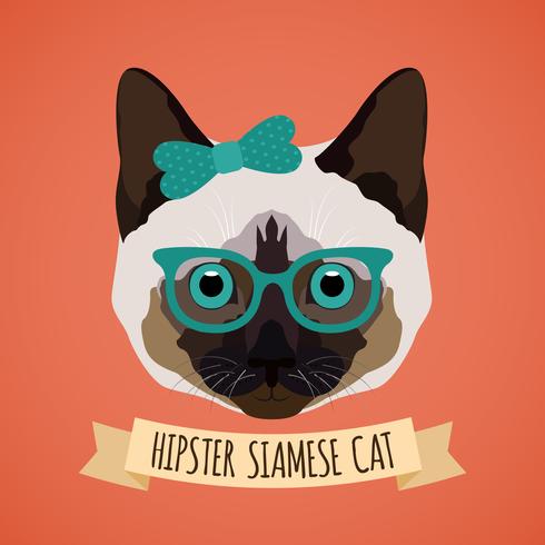 Hipster cat portrait vector