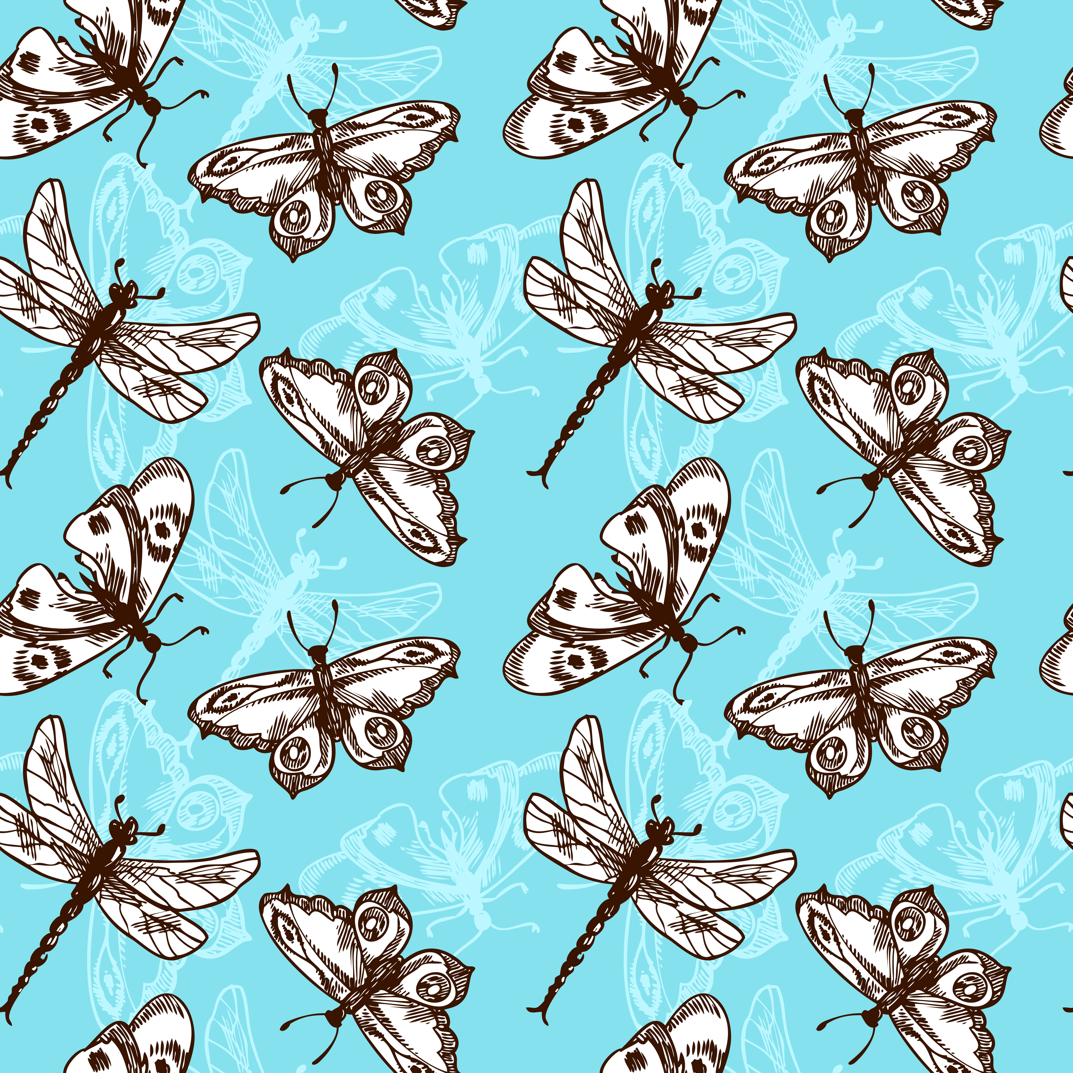 Download Butterflies and dragonflies seamless pattern 442035 ...