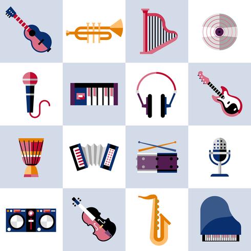 Conjunto de instrumentos musicales vector