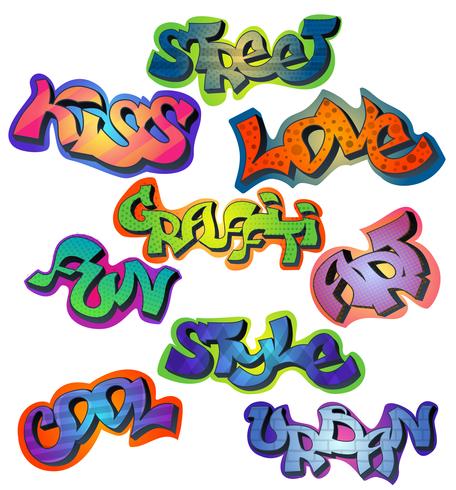 Graffiti words set vector