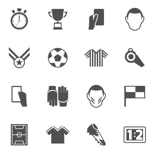 Iconos de futbol negro vector