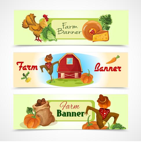 Conjunto de banners de granja vector