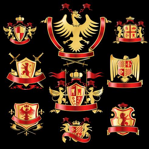 Heraldic labels gold red vector