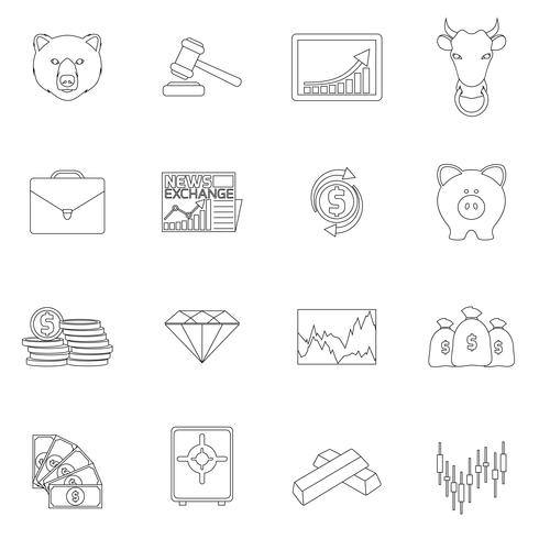 Finance exchange outline icons vector