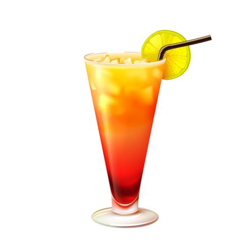 Tequila sunrise cocktail realistic vector