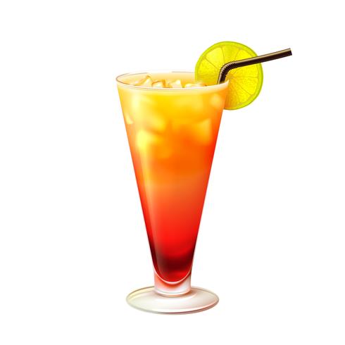 Tequila sunrise coctel realista vector