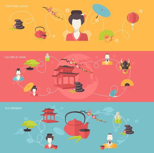 Japanese banner set vector