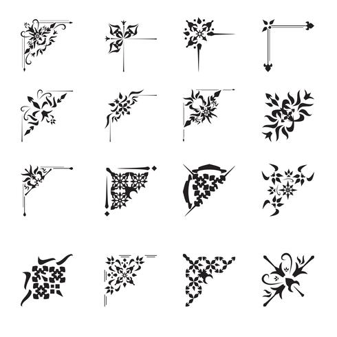 Ornamental design corners set vector