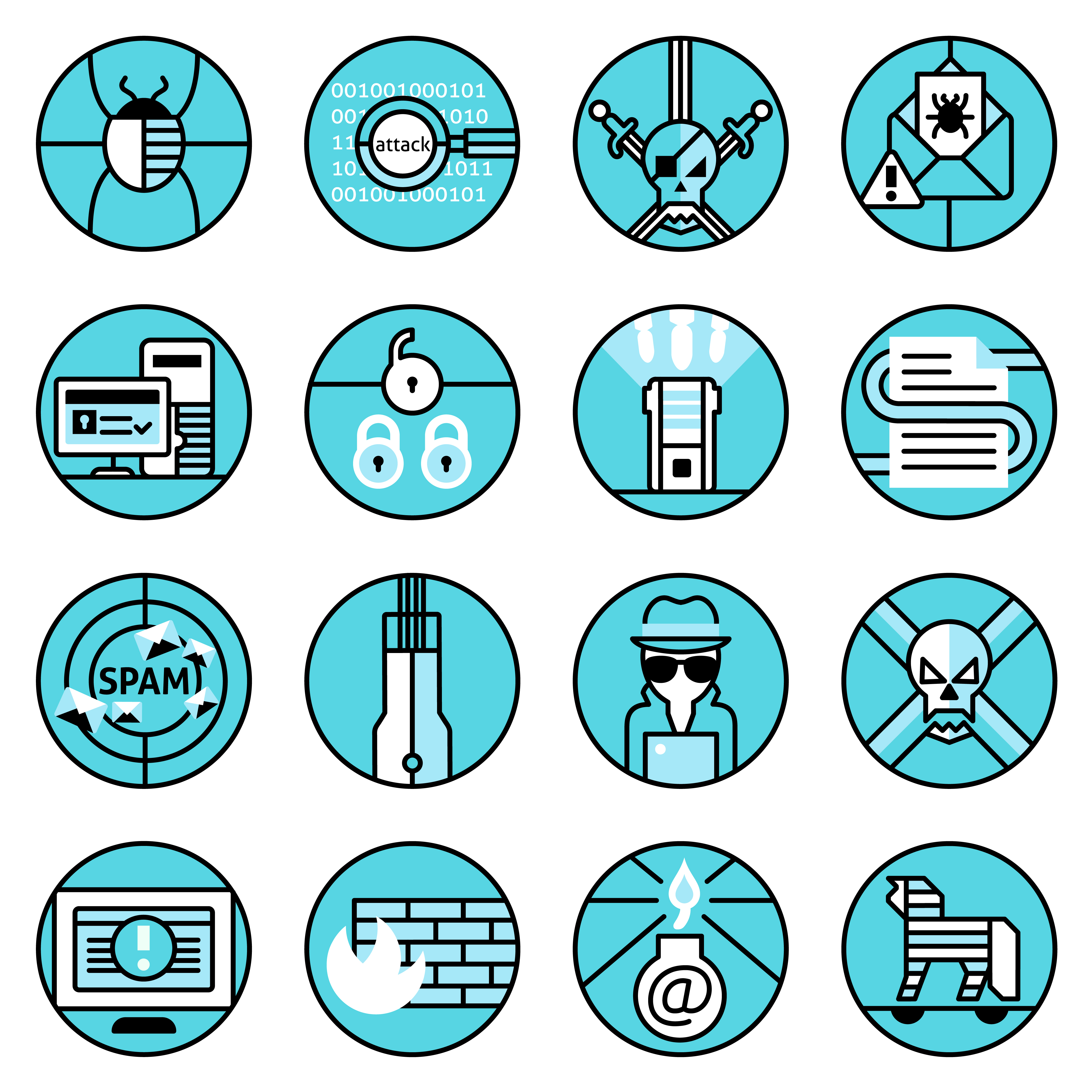 Download Hacker icons set blue line - Download Free Vectors, Clipart Graphics & Vector Art