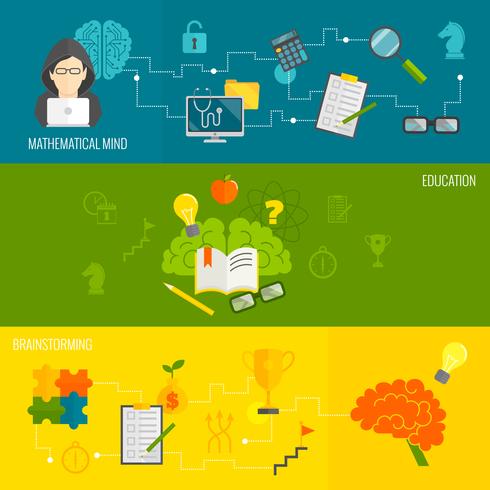 Brain banner set vector