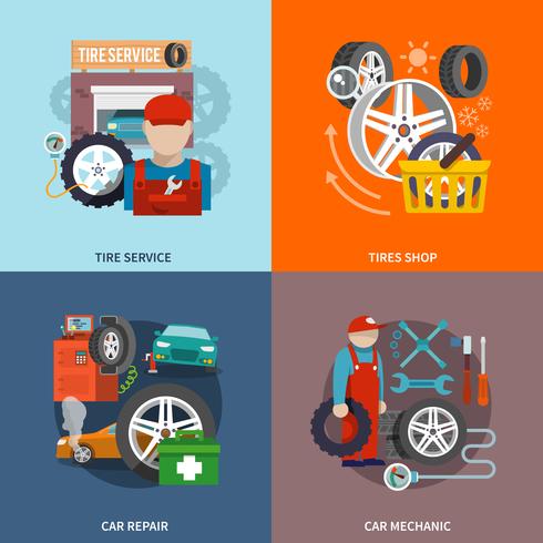Tire service icon flat vector
