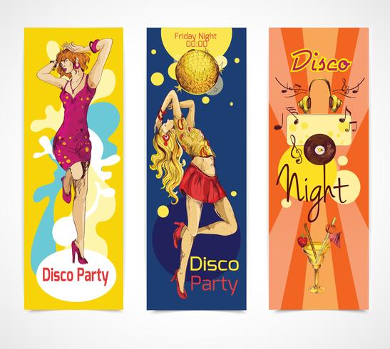 Disco sketch banners set vector