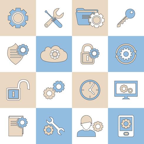 Settings icons flat line vector