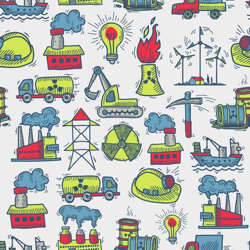 Industrial sketch seamless pattern vector