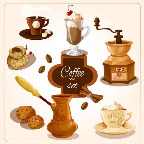 Coffee decorative set vector