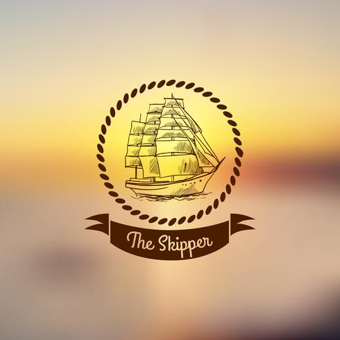 Ship emblem on light background vector