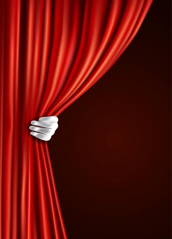 Theater curtain with hand vector