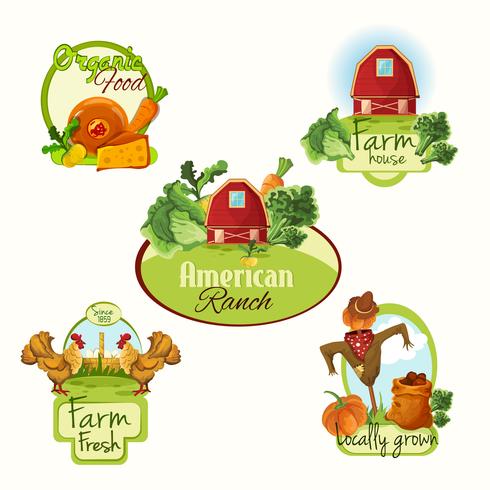 Farm fresh labels colored set vector