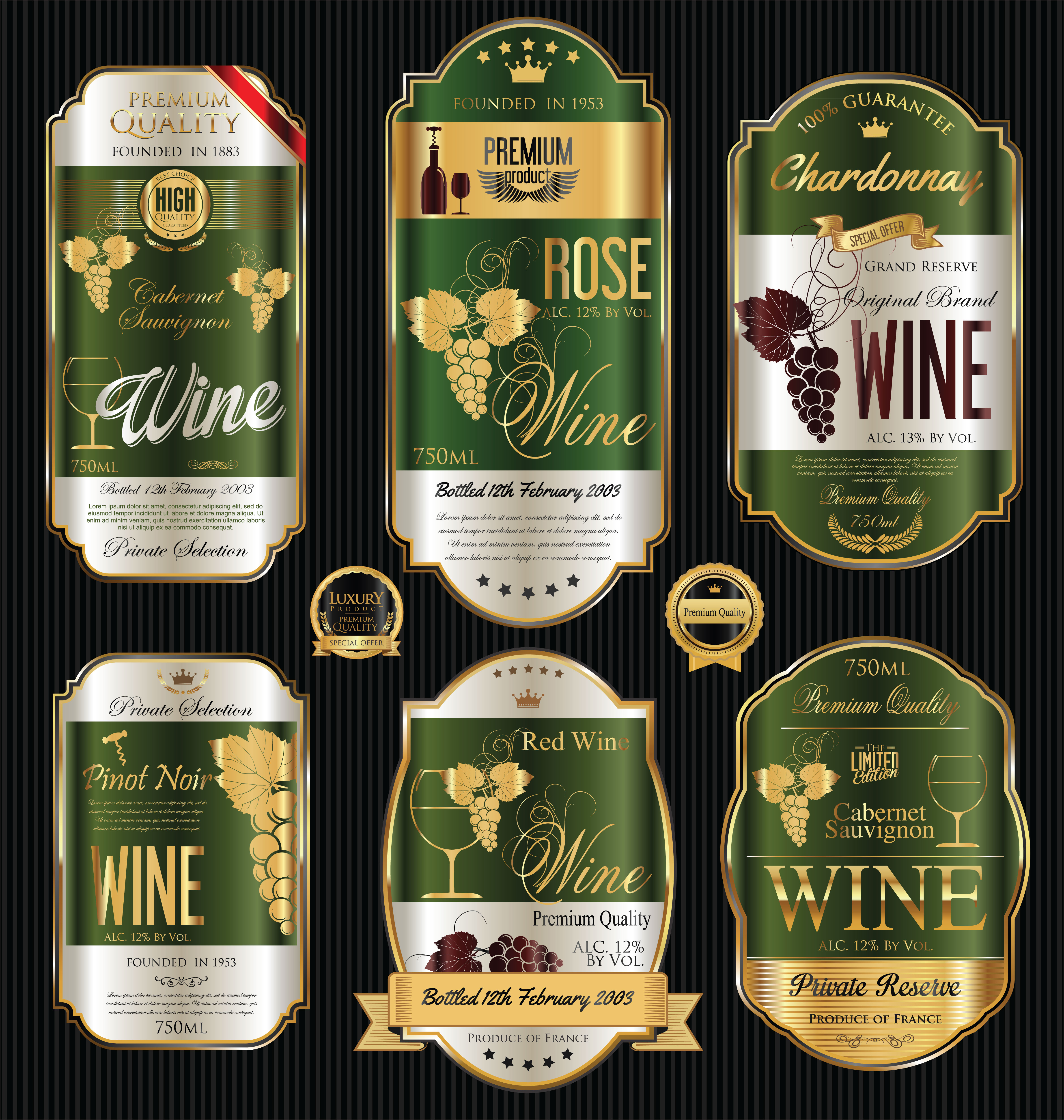 Luxury golden wine label 443138 Vector Art at Vecteezy