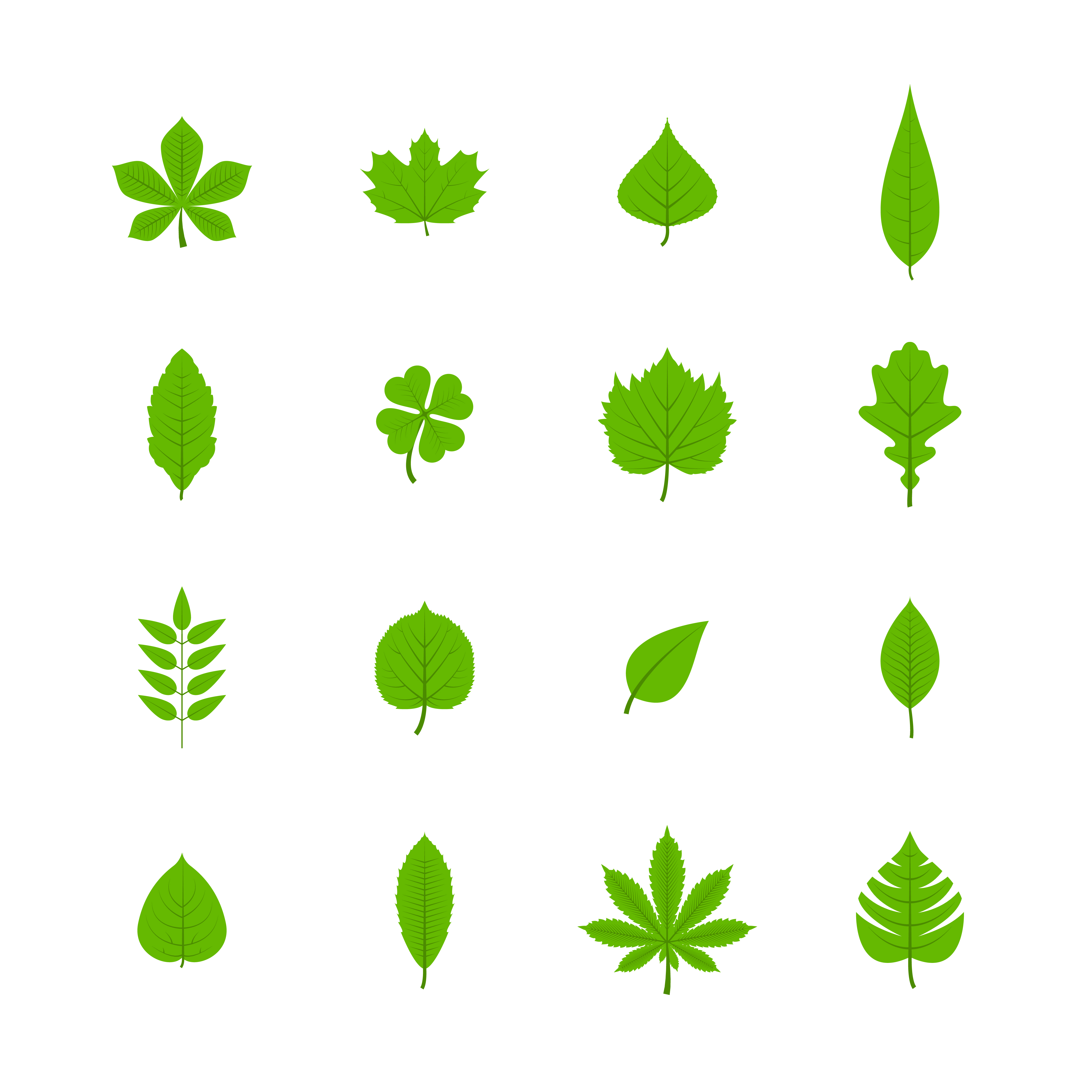 Green leaves flat icons set 443139 Vector Art at Vecteezy
