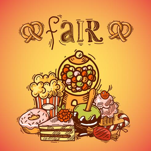 Sweets sketch fair background vector