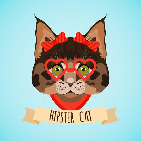 Hipster cat portrait vector