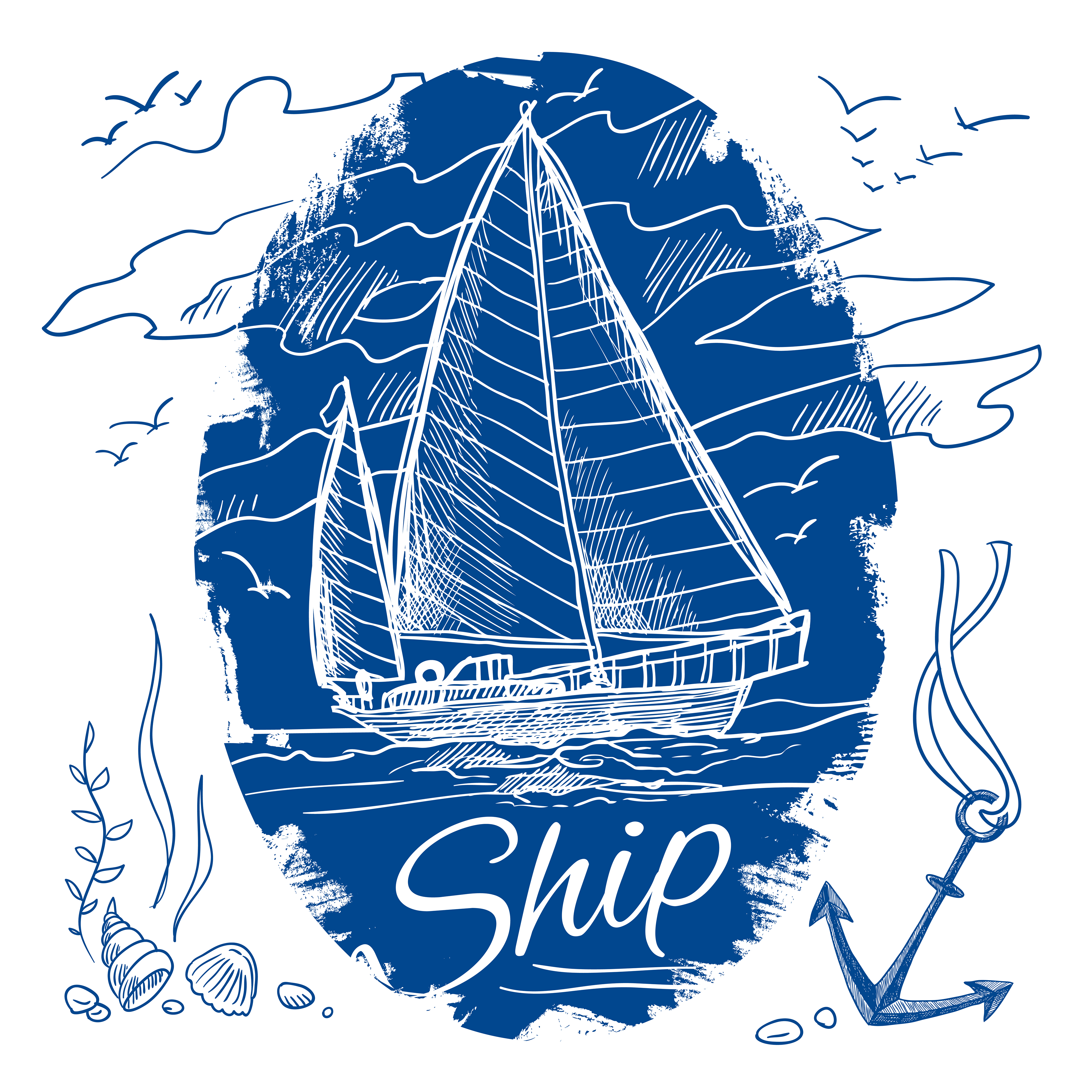 Nautical emblem with ship 443251 Vector Art at Vecteezy