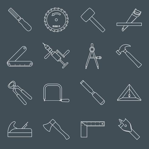 Carpentry tools icons outline vector